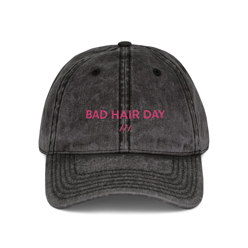 EARNED “Bad Hair Day” Vintage Cap — Washed Black Embroidered Hat