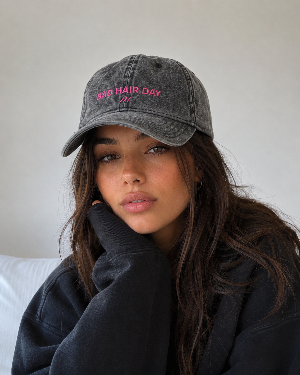 EARNED “Bad Hair Day” Vintage Cap — Washed Black Embroidered Hat