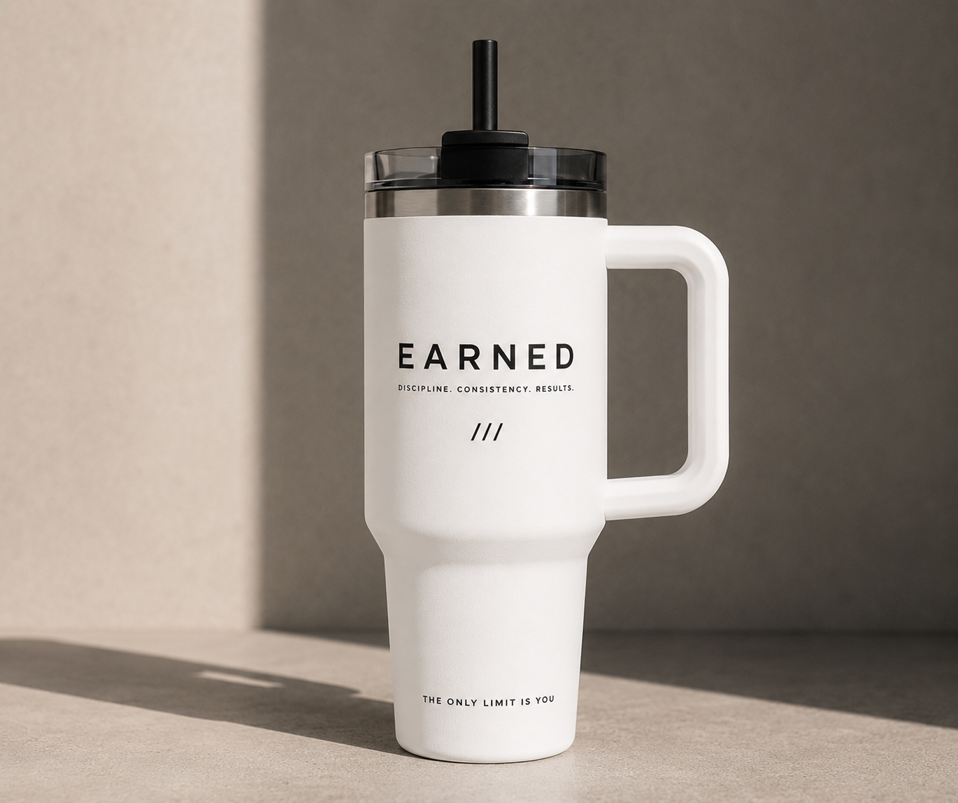 EARNED CORE — White (40oz insulated performance tumble)