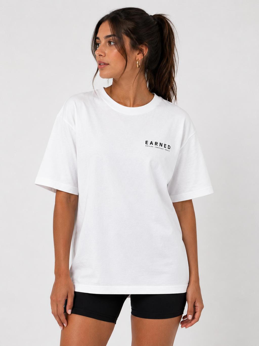 EARNED STRONG MIND — White (Oversized mindset training tee)